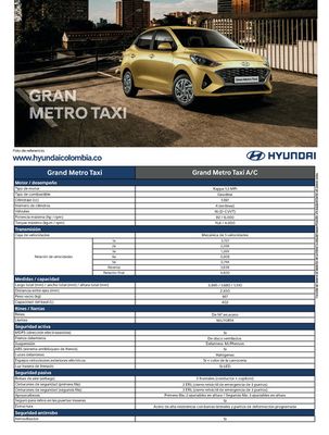 Ofertas de Carros, Motos y Repuestos en Puente Aranda | Hyundai GRAND METRO TAXI de Hyundai | 19/9/2023 - 19/9/2024