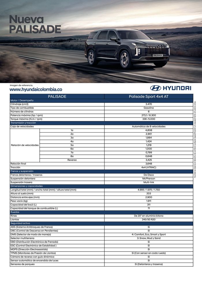 Catálogo Hyundai | Hyundai PALISADE SPORT 4X4 AT | 19/9/2023 - 19/9/2024