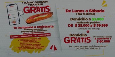 Ofertas de Restaurantes en Bogotá | Domicilio Gratis por compras iguales o superiores a $60.000  de Cali Vea | 14/11/2023 - 14/3/2024