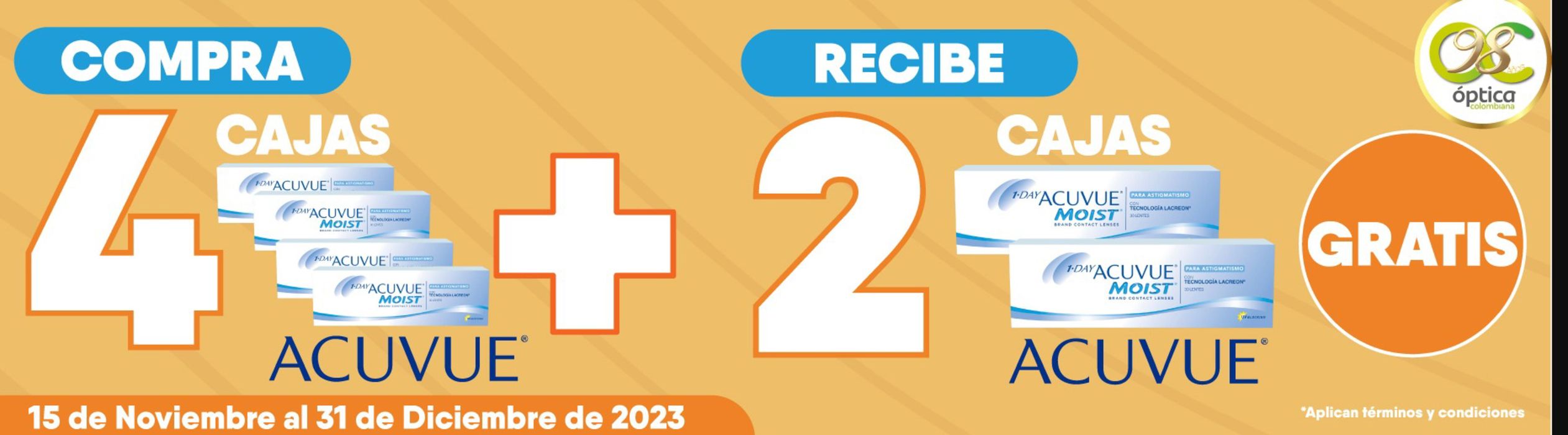 Catálogo Óptica Colombiana | COMPRA 4 CAJAS PLUS RECIBE 2 CAJAS | 1/12/2023 - 31/12/2023