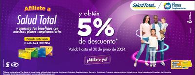 Ofertas de Bancos y Seguros en Bogotá | 5% de descuentos de Crédito Fácil Codensa | 12/1/2024 - 30/6/2024