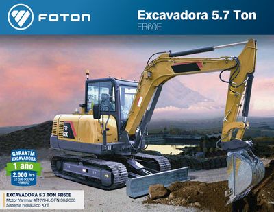 Catálogo Fotón | Excavadora 5.7 Ton | 12/1/2024 - 30/6/2024