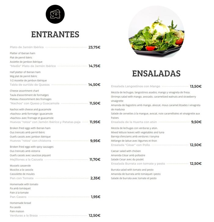 Catálogo Restaurante La Boquería | Carta Restaurante La Boquería | 25/1/2024 - 31/5/2024