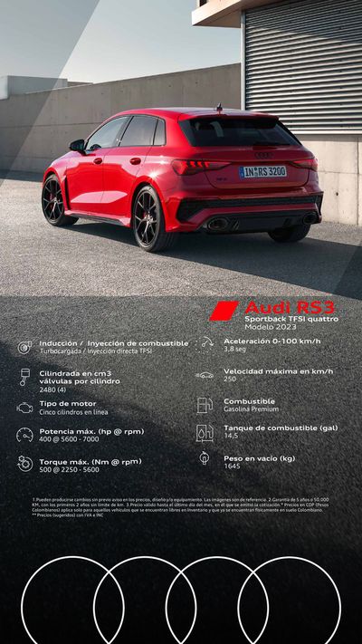 Catálogo Audi en Bogotá | Audi RS3 Sportback TFSI quattro | 26/1/2024 - 26/1/2025