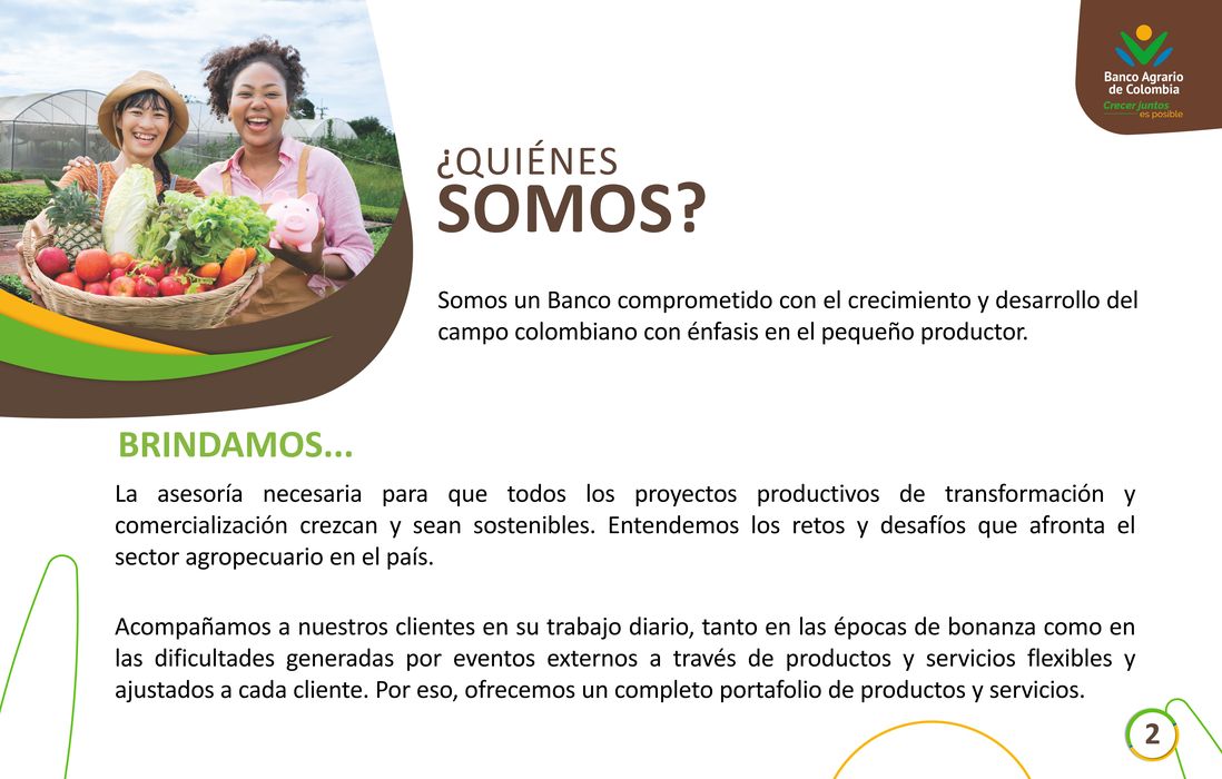 Catálogo Banco Agrario de Colombia en Caloto | QUIÉNES SOMOS? | 2/2/2024 - 30/4/2024