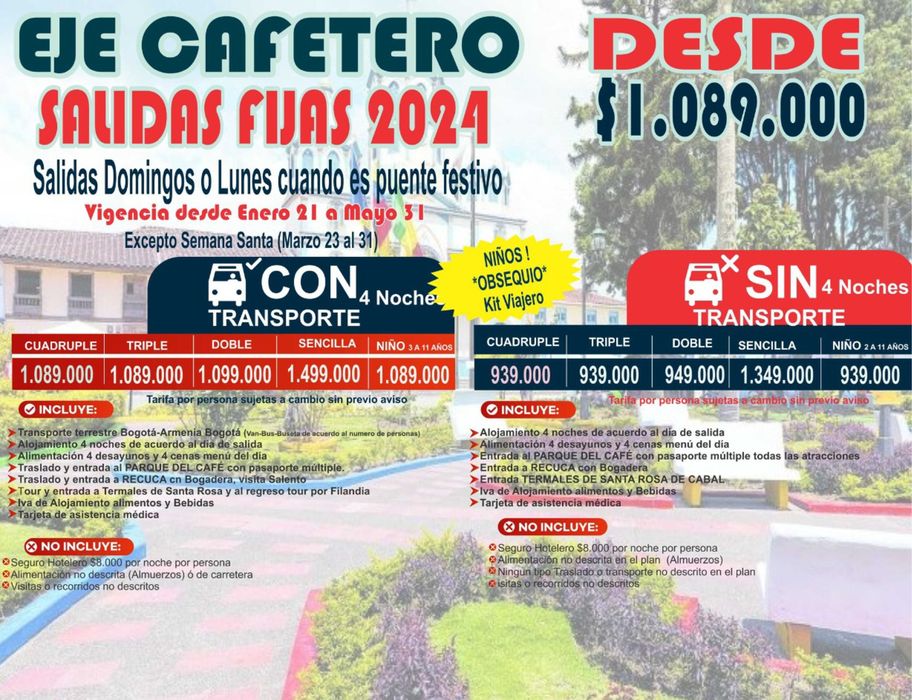 Catálogo Caminantes | Salidas eje cafetero 2024  | 5/2/2024 - 31/5/2024