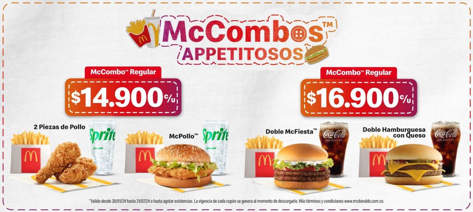 Catálogo McDonald's en Cali | Mc combos Appetitosos | 7/2/2024 - 31/7/2024