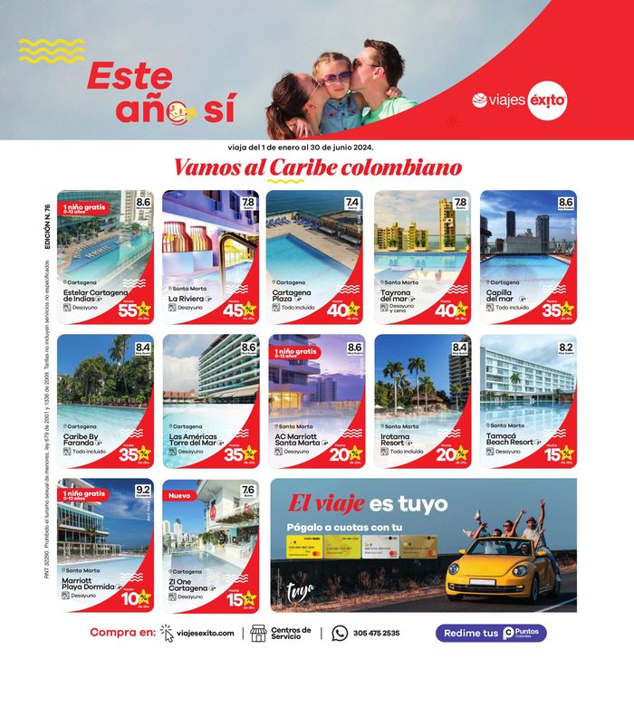Catálogo Viajes Éxito en Bucaramanga | Vamos al Caribe colombiano | 9/2/2024 - 30/6/2024