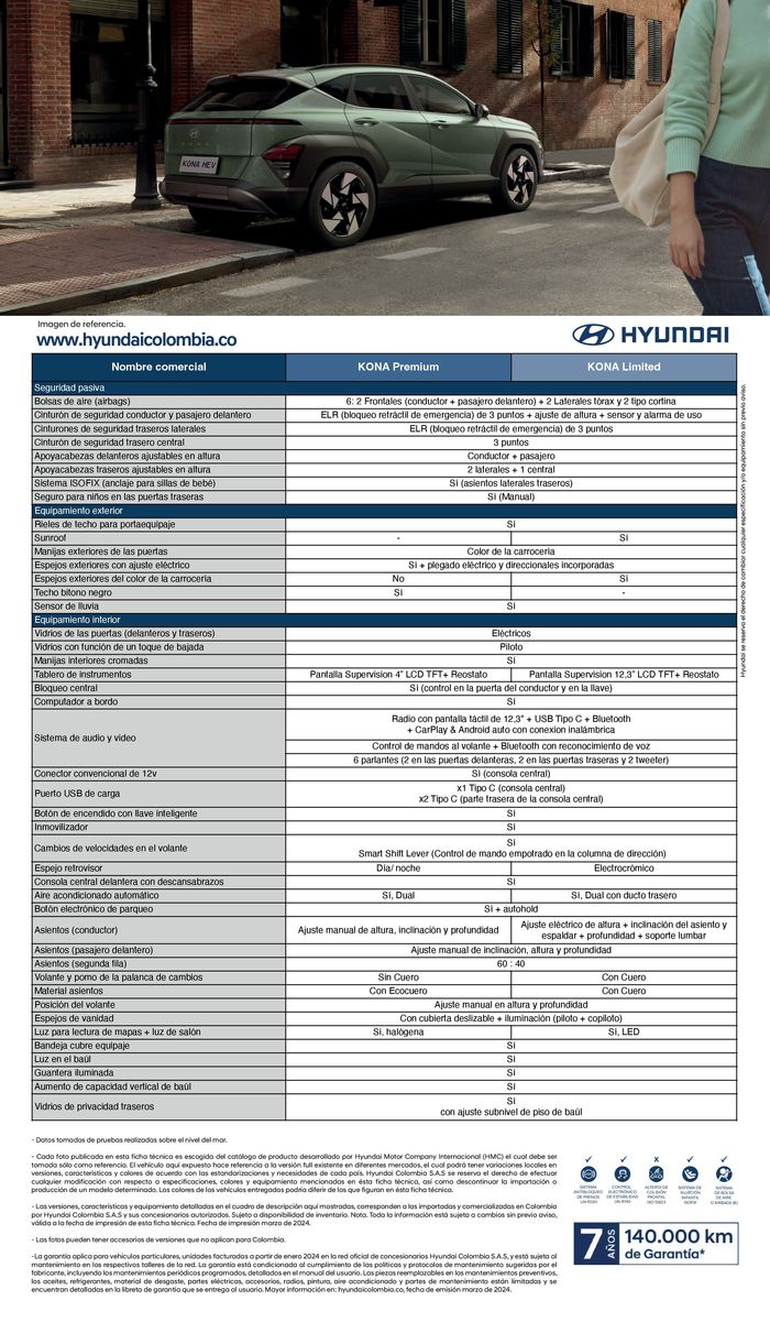 Catálogo Hyundai en Bogotá | Hyundai KONA HEV PREMIUM AT | 8/3/2024 - 8/3/2025