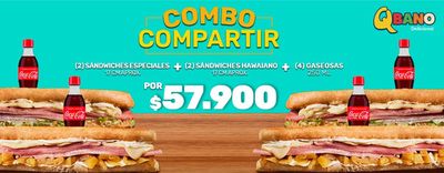 Ofertas de Restaurantes en Envigado | Combo compartir de Sandwich Qbano | 12/3/2024 - 12/4/2024