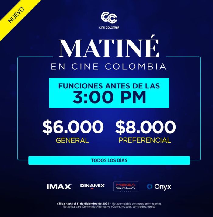 Catálogo Cine Colombia en Pereira | Precios increíbles | 18/3/2024 - 31/12/2024