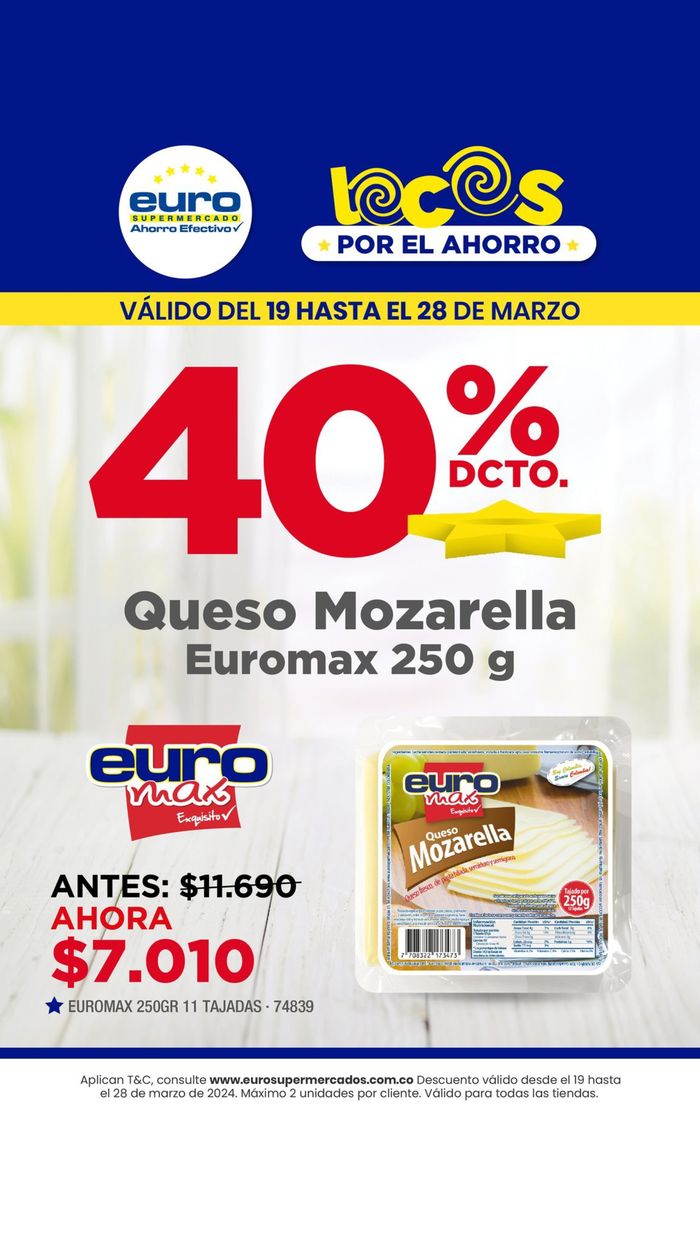 Catálogo Euro Supermercados en Sabaneta | 40% DCTO | 25/3/2024 - 28/3/2024
