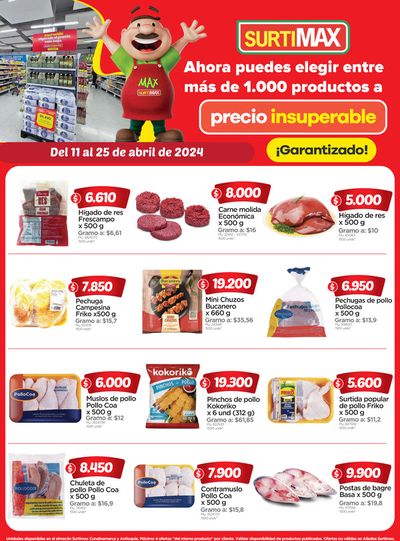 Ofertas de Supermercados en Cajicá | Insuperables de Surtimax | 12/4/2024 - 25/4/2024