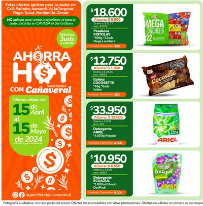Ofertas de Supermercados en Yotoco | Ahorra hoy con Cañaveral de Supertiendas Cañaveral | 16/4/2024 - 15/5/2024