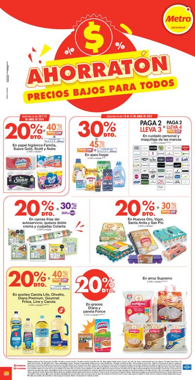 Ofertas de Supermercados | AHORRATÓN PRECIOS BAJOS PARA TODOS  de Metro | 18/4/2024 - 24/4/2024