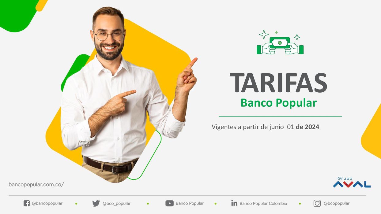 Catálogo Banco Popular en Cartagena | TARIFAS Banco Popular | 1/6/2024 - 31/12/2024