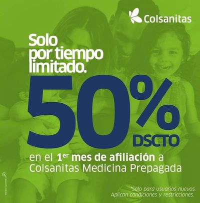 Ofertas de Bancos y Seguros en Medellín | 50% de descuento de Colsanitas | 22/4/2024 - 22/5/2024