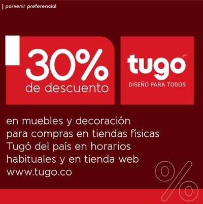 Ofertas de Bancos y Seguros en Bogotá | 30% de descuento tugo de Porvenir | 22/4/2024 - 22/5/2024
