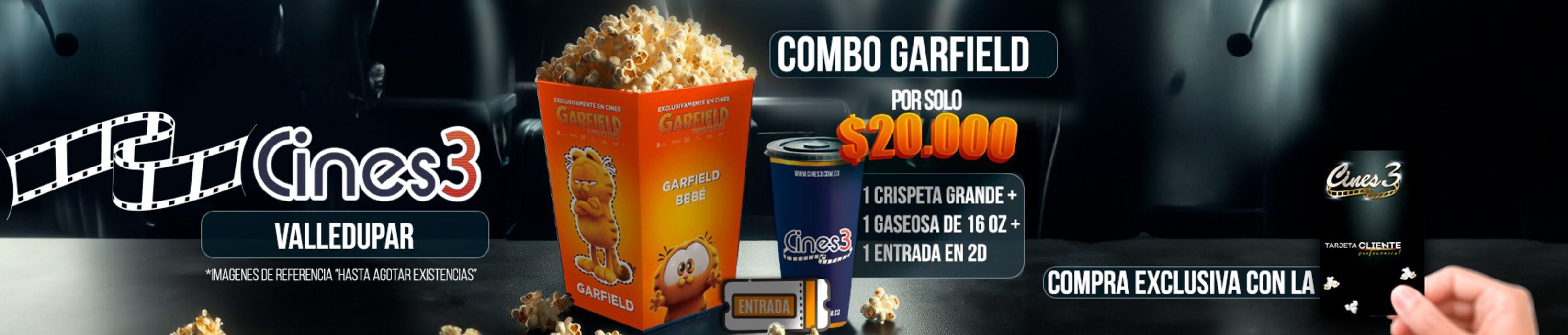 Catálogo Cines3 en Neiva | Combo Garfield | 24/4/2024 - 24/5/2024