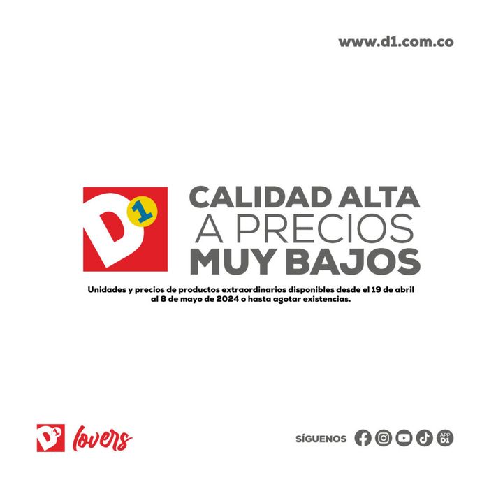 Catálogo Tiendas D1 en Bogotá | Ofertas Especiales Tiendas D1 | 25/4/2024 - 25/5/2024