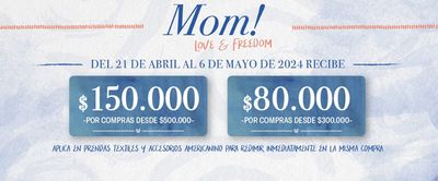 Ofertas de Ropa y Zapatos en El Santuario | Mom! LOVE & FREEDOM de Americanino | 25/4/2024 - 6/5/2024