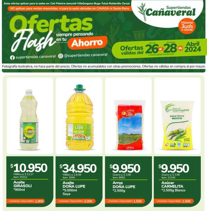 Catálogo Supertiendas Cañaveral en Roldanillo | Ofertas flash en frutas y verduras | 26/4/2024 - 28/4/2024