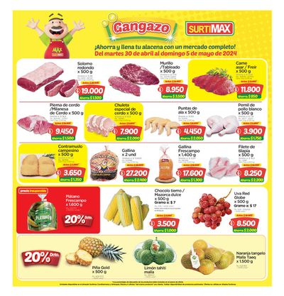 Ofertas de Supermercados en San Carlos Antioquia | Gangazo de Surtimax | 2/5/2024 - 5/5/2024