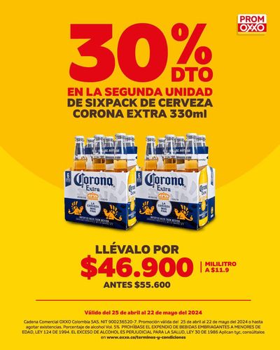 Ofertas de Supermercados en Los Santos | 30% dto en la segunda unidad de sixpack de serveza de Oxxo | 13/5/2024 - 22/5/2024