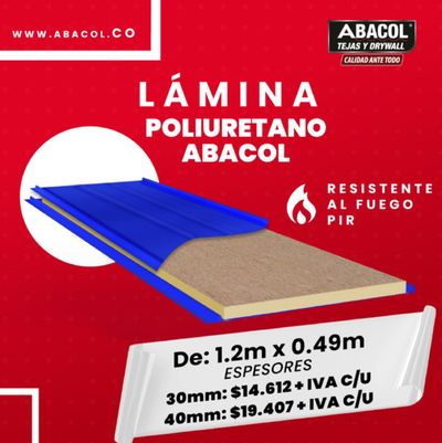 Ofertas de Ferreterías y Construcción en Bogotá | ¡Dale a tus proyectos la protección que merecen con nuestra Lámina de Poliuretano ABACOL! de ABACOL | 14/5/2024 - 14/6/2024