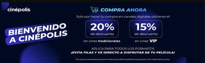 Ofertas de Libros y Cine en Mosquera Cundinamarca | 20% off de Cinépolis | 15/5/2024 - 31/5/2024