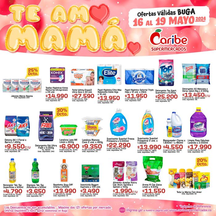 Catálogo Caribe Supermercados | Te amo mama | 16/5/2024 - 19/5/2024