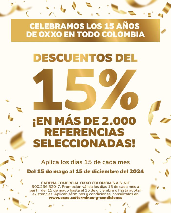 Catálogo Oxxo en Bucaramanga | Descuentos del 15% | 16/5/2024 - 15/12/2024