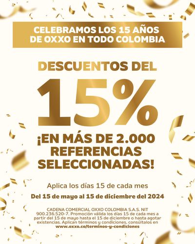 Catálogo Oxxo en Bogotá | Descuentos del 15% | 16/5/2024 - 15/12/2024