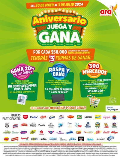 Ofertas de Supermercados en Lebrija | Aniversario Juega Y Gana de Ara | 31/5/2024 - 3/7/2024