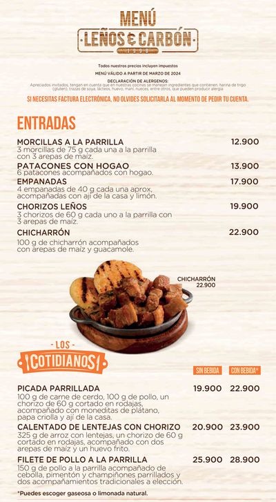 Ofertas de Restaurantes en Rionegro Antioquia | Menu-Colina de Leños & Carbón | 16/7/2024 - 31/12/2024