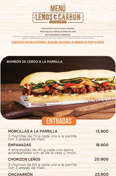 Ofertas de Restaurantes en Rionegro Antioquia | Menu-Sandwich de Leños & Carbón | 16/7/2024 - 16/8/2024