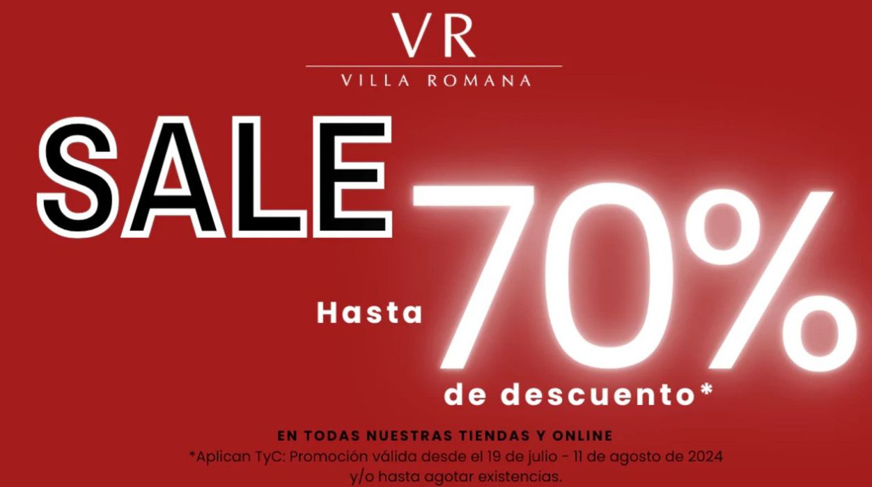 Catálogo Villa Romana | Sale hasta 70% off | 22/7/2024 - 11/8/2024