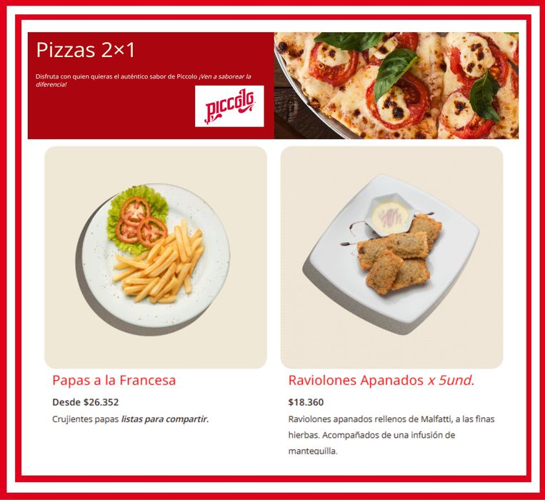 Catálogo Pizzas Piccolo | Pizzas 2x1 | 14/9/2023 - 30/9/2023