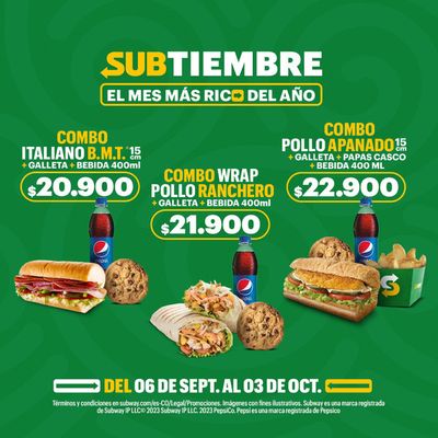 Catálogo Subway | Subtiembre | 6/9/2023 - 3/10/2023