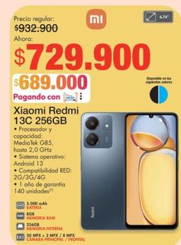 Oferta de Xiaomi - Redmi 13C 256Gb por $729900 en Metro