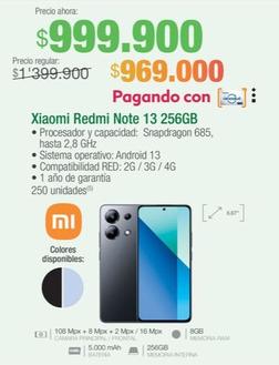 Oferta de Xiaomi - Redmi Note 13 256GB por $999900 en Jumbo