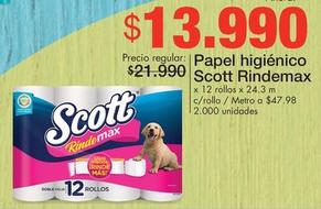 Oferta de Scott - Papel Higienico Rindemax por $13990 en Metro