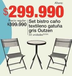 Oferta de Outzen - Set Bistro Cano Textileno Gatuna Gris por $299990 en Metro
