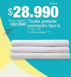 Oferta de Toalla Pesada Promedio Tipo B por $28990 en Metro
