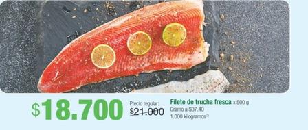 Oferta de Filete De Trucha Fresca por $18700 en Jumbo