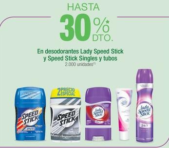 Oferta de Speed Stick - En Desodorantes Lady Y Singles Y Tubos en Jumbo