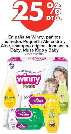 Oferta de Winny, Pequenin, Johnson's Baby, Muss - En Pañales, Panitos Humedos, Almendra Y Aloe, Shampoo Original, Kids Y Baby en Metro