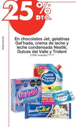 Oferta de Trident - En Chocolates Jet , Gelatinas Gel'hada , Crema De Leche Y Leche Condensada Nestle , Dulces Del Valle en Metro