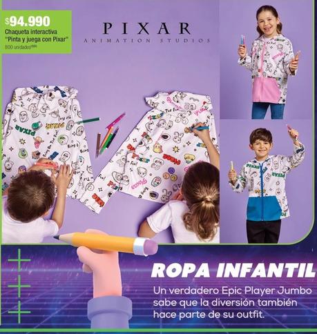 Oferta de Chaqueta Interactiva "Pinta Y Juega Con Pixar" por $94990 en Jumbo
