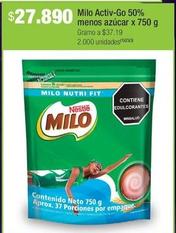 Oferta de Nestlé - Milo Active-Go 50% Menos Azucar X 750 G por $27890 en Jumbo